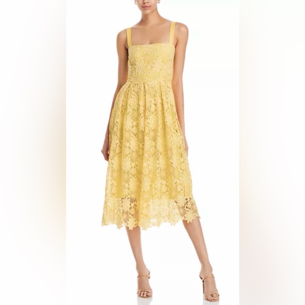 Aqua Lace Midi Dress in butter yellow, Bloomingdale’s exclusive, women’s size M